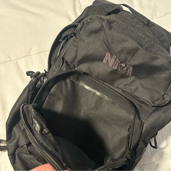 NRA Jacket Backpack Men's L Grey Black Fleece Lined Zip Adjustable Logo Hunting - Picture 13 of 16